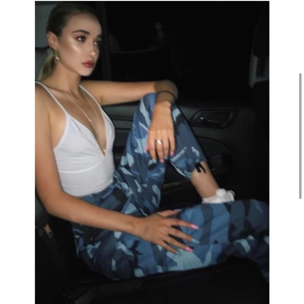 Rothco Military Sky Blue Camo High Rise Adjustable Waist Cargo Jogger Sweatpants - Picture 3 of 14